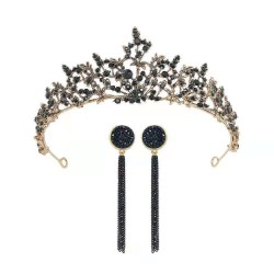 Baroque retro black luxurious crown bridal headwear wedding dress, 18th birthday women's crown 2024 new style