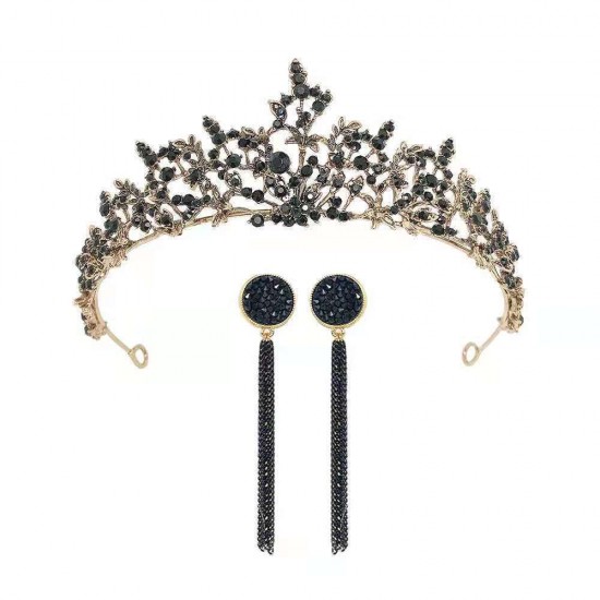Baroque retro black luxurious crown bridal headwear wedding dress, 18th birthday women's crown 2024 new style Baroque retro black luxurious crown bridal headwear wedding dress, 18th birthday women's crown 2024 new style