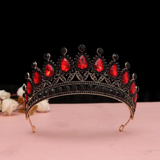 New wedding crown headwear, birthday hair accessory, European and American wedding ornaments, luxurious red crystal bridal crown New wedding crown headwear, birthday hair accessory, European and American wedding ornaments, luxurious red crystal bridal crown