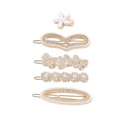 Wholesale of Korean-style cute pearl hair clips, Instagram water diamond hair clips, retro bangs hair clips, and simple heart-shaped hair accessories