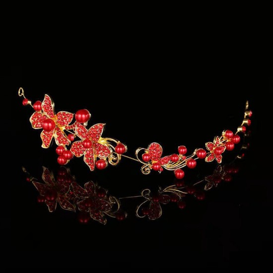 New Korean-style bridal crown headwear and hair accessory set, wedding dress accessories, wedding ornaments, rhinestone set, chain necklace, hair crown New Korean-style bridal crown headwear and hair accessory set, wedding dress accessories, wedding ornaments, rhinestone set, chain necklace, hair crown