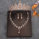 Korean-style bride's crown, grand headwear, three-piece wedding dress, birthday hair accessory, wedding dress with accessories, necklace and earrings
