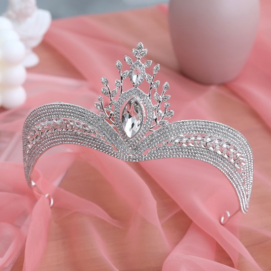 Bridal Crown 2025 New wedding white wedding dress accessories, luxurious and grand Baroque women's crown birthday hair accessory