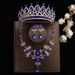 The 2022 new three-piece wedding crown and headwear for brides, the grand crown and headwear accessories, exude an ethereal and high-end charm