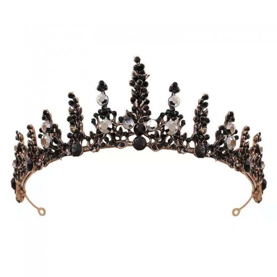Wholesale of European and American bride crown rhinestone headwear, Baroque black, retro, simple and elegant beauty pageant crown wedding dress Wholesale of European and American bride crown rhinestone headwear, Baroque black, retro, simple and elegant beauty pageant crown wedding dress