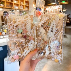 Wholesale of Korean-style cute pearl hair clips, Instagram water diamond hair clips, retro bangs hair clips, and simple heart-shaped hair accessories
