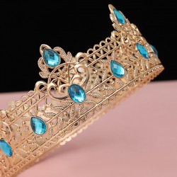 European and American men's golden crown, simple multi-color full round king's crown headwear, birthday bride's crown universal