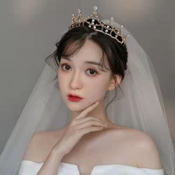 Bride's wedding headwear, wedding dress, crown, Korean-style photo hair accessories, girl's 18th birthday, princess's coming-of-age ceremony crown